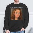 おもしろいドールフェイスミームガール本気で スウェットシャツ 高齢者への贈り物