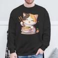 わがまま猫 ねこ ラーメン好き かわいい おもしろ マンガ 長袖tシャツ スウェットシャツ 高齢者への贈り物