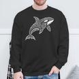 トライバル シャチ クジラ ハワイアン マオリ タトゥー オーシャン アート デザイン スウェットシャツ 高齢者への贈り物