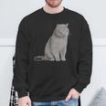 ブリティッシュショートヘアの猫 長袖tシャツ スウェットシャツ 高齢者への贈り物