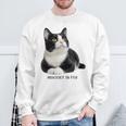 Mischief In Fur 猫写真 ハチワレ猫 黒白猫 猫好き ネタ 猫しもべ 猫飼い 猫依存症 長袖tシャツ スウェットシャツ 高齢者への贈り物