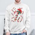 Red And White Candy Cane Santa Christmas Xmas Lights Sweatshirt Gifts for Old Men