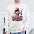かわいい フランス パリ エッフェル塔 トイプードル パリジャンプードル 長袖tシャツ スウェットシャツ 高齢者への贈り物