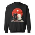 Cute Cartoon Cats Eating Sushi With Japanese Sun Sweatshirt