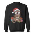 Otter Santa Hat Animals Lovers Ugly Christmas Pajamas Sweatshirt
