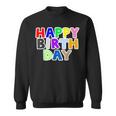 Happy Birthday（ハッピーバースデー）カラフルポップ【お誕生日 プリント】サプライズ 文字 イベントデザイン スウェットシャツ