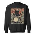 猫 演奏 ドラム ロック オン ヴィンテージ ロック ドラマー 猫 長袖tシャツ スウェットシャツ