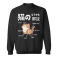 猫のなでかた解説 おもしろ 猫好き アイデア ギフト サプライズ にゃんこ おもしろ スウェットシャツ