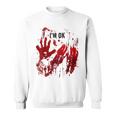 I'm Ok シャツ 血まみれ シャツ 手 血のはね 血 ステンド スウェットシャツ
