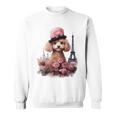 かわいい フランス パリ エッフェル塔 トイプードル パリジャンプードル 長袖tシャツ スウェットシャツ