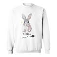 やってませんうさぎ 「I Didn't Do It」 いたずらウサギ 電源コード 面白いデザイン 黒文字 スウェットシャツ