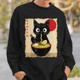 Anime Cat Ramen Japanese Cat Graphic Anime Sweatshirt Gifts for Him