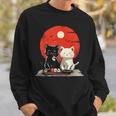 Cute Cartoon Cats Eating Sushi With Japanese Sun Sweatshirt Gifts for Him