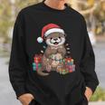 Otter Santa Hat Animals Lovers Ugly Christmas Pajamas Sweatshirt Gifts for Him