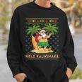 Mele Kalikimaka Retro Santa Shaka Hawaii Ugly Christmas Sweatshirt Gifts for Him
