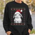 Ugly Christmas Sweater Rabbit Lover Santa Hat Holiday Sweatshirt Gifts for Him