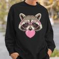 かわいいアライグマが吹くピンクのバレンタイン ハート バブルガム スウェットシャツ 彼への贈り物