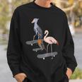ハシビロコウ フラミンゴ スケートボード 鳥 動物 図 バードウォッチング 贈り物 鳥類学者 生物学者 自然科学 スウェットシャツ 彼への贈り物
