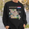 ミズーリ州のランドマーク、主要都市、道路、旗の地図 スウェットシャツ 彼への贈り物