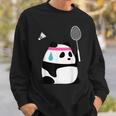 疲れきったバドミントンパンダ 面白いかわいいシャトルコック動物 スウェットシャツ 彼への贈り物