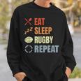 食べる寝るラグビーリピートラグビーコーチチームスポーツ スウェットシャツ 彼への贈り物