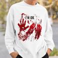 I'm Ok シャツ 血まみれ シャツ 手 血のはね 血 ステンド スウェットシャツ 彼への贈り物