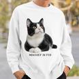 Mischief In Fur 猫写真 ハチワレ猫 黒白猫 猫好き ネタ 猫しもべ 猫飼い 猫依存症 長袖tシャツ スウェットシャツ 彼への贈り物