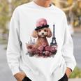 かわいい フランス パリ エッフェル塔 トイプードル パリジャンプードル 長袖tシャツ スウェットシャツ 彼への贈り物