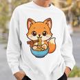 かわいいキツネを食べるラーメンかわいい動物アート スウェットシャツ 彼への贈り物