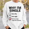 面白い皮肉な大人のユーモアの独身パーティーなぜ私は独身なのか スウェットシャツ 彼への贈り物