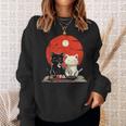 Cute Cartoon Cats Eating Sushi With Japanese Sun Sweatshirt Gifts for Her