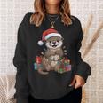 Otter Santa Hat Animals Lovers Ugly Christmas Pajamas Sweatshirt Gifts for Her