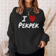I Heart 愛 Pekpek フィリピンタガログ語 フィリピン フィリピン人 長袖tシャツ スウェットシャツ 彼女への贈り物