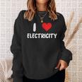 I Love Electricity ハート 電気技師ユーティリティ電気 スウェットシャツ 彼女への贈り物