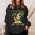 Mele Kalikimaka Retro Santa Shaka Hawaii Ugly Christmas Sweatshirt Gifts for Her