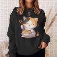 わがまま猫 ねこ ラーメン好き かわいい おもしろ マンガ 長袖tシャツ スウェットシャツ 彼女への贈り物