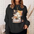 わがまま猫 寿司ねこ ラーメン好き かわいい おもしろ マンガ スウェットシャツ 彼女への贈り物