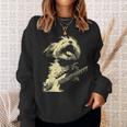 ギターロッカー ギタリスト 動物 パンク グランジ犬とマルチーズ スウェットシャツ 彼女への贈り物