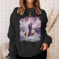 スペースキャットライディングアルパカユニコーン-ピザ＆タコス スウェットシャツ 彼女への贈り物