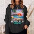 ホノルル ハワイ ハワイアン 波 ビーチ 夏 サーフィン レトロ スウェットシャツ 彼女への贈り物