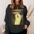 ポメラニアン 面白いtシャツ 犬 ムンクの叫び かわいい メンズ 子供 おもしろ 服 グッズ ネタ わんこ スウェットシャツ 彼女への贈り物