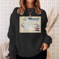 ミズーリ州、マップフラッグアーチブルーバードフラワーランドマーク スウェットシャツ 彼女への贈り物