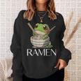 ラーメンを食べるカエルの麺 カワイイ 美的 日本アニメ スウェットシャツ 彼女への贈り物