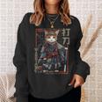 レトロな侍猫 戦士の猫 長袖tシャツ スウェットシャツ 彼女への贈り物