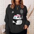 疲れきったバドミントンパンダ 面白いかわいいシャトルコック動物 スウェットシャツ 彼女への贈り物