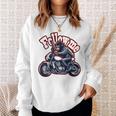 Followmeバイクに乗るゴリラのバックプリントデザイン スウェットシャツ 彼女への贈り物