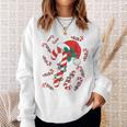 Red And White Candy Cane Santa Christmas Xmas Lights Sweatshirt Gifts for Her