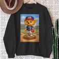 Cool Teddy Bear Baseball Player Illustration Graphic s スウェットシャツ 年配の女性への贈り物