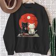 Cute Cartoon Cats Eating Sushi With Japanese Sun Sweatshirt Gifts for Old Women