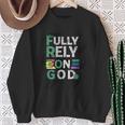 Frog Fully Rely On God 面白いレトロラブハートカエル愛好家 長袖tシャツ スウェットシャツ 年配の女性への贈り物